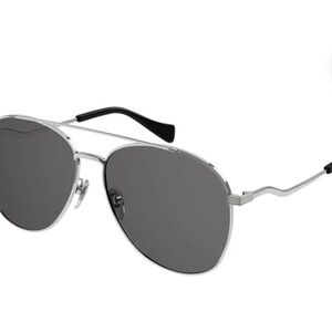 Gucci Silver Aviator Sunglasses with Black Lenses
